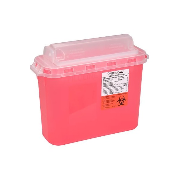 Oakridge Products-113906 Oakridge Products 5.4 Quart Sharps Container w/ Counter Balance Lid, Red 0354-150B - main